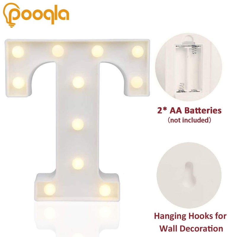 Pooqla LED Marquee Letter Lights Sign, Light Up Alphabet Letter for Home Party Wedding Decoration T - Image 2
